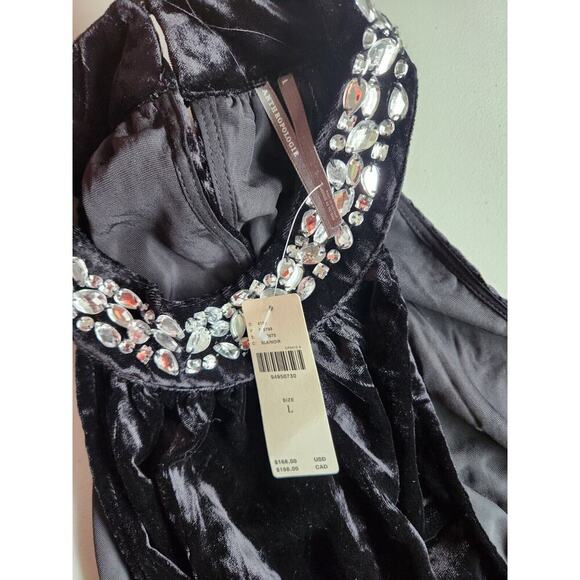 NWT Anthropologie The Somerset Embellished Velvet Halter Mini Dress Sz L #NC502 - Picture 7 of 11